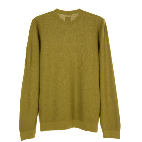 C.P. Company Cotton Crepe Ribbed Crew Neck Knit Green Moss 698 12CMKN147A-004128G Degli Uberti